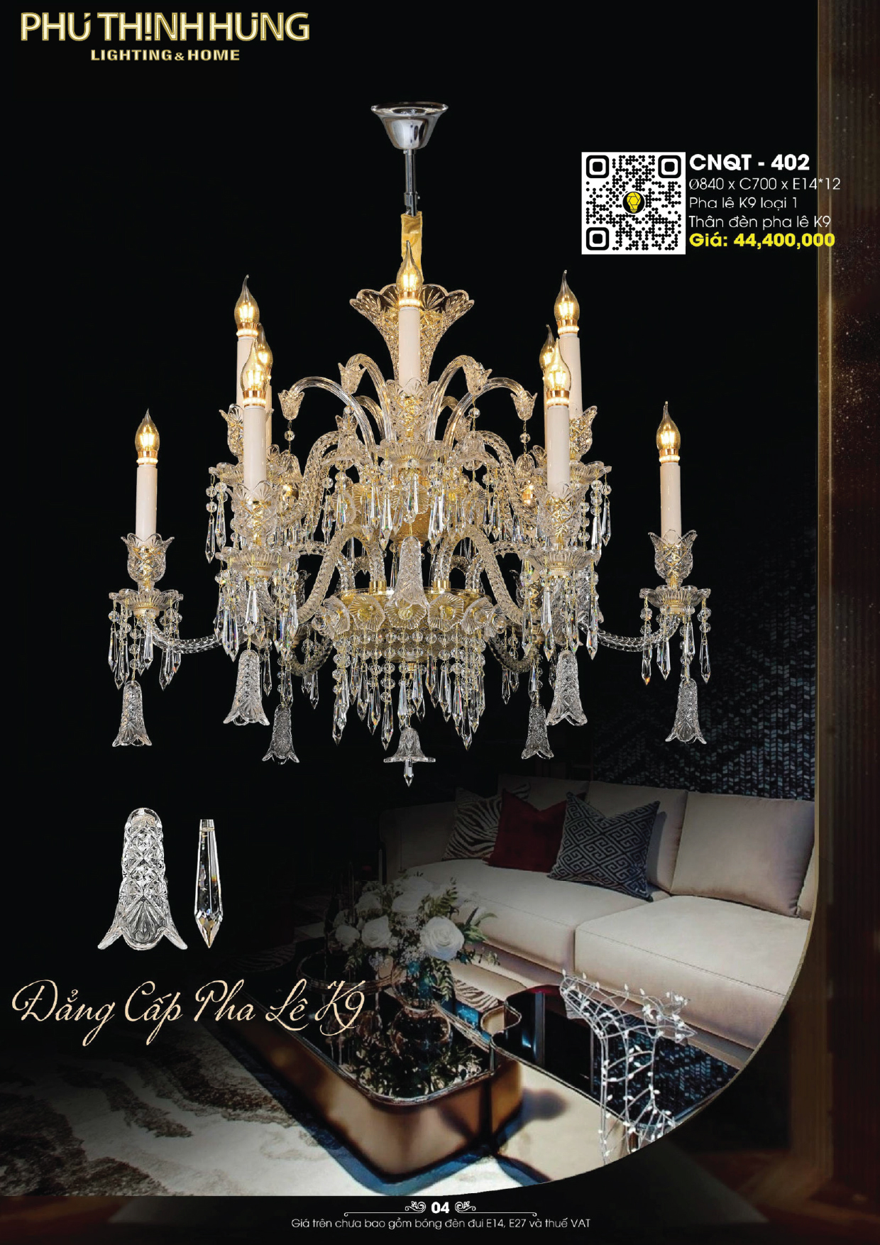 Đèn Chùm Pha Lê LightingHome CNQT-402
