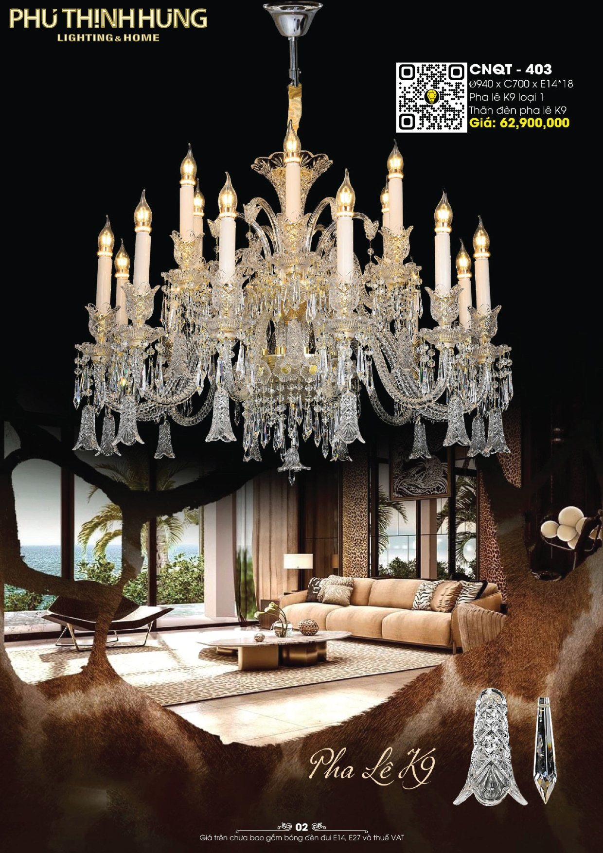 Đèn Chùm Pha Lê LightingHome CNQT-403