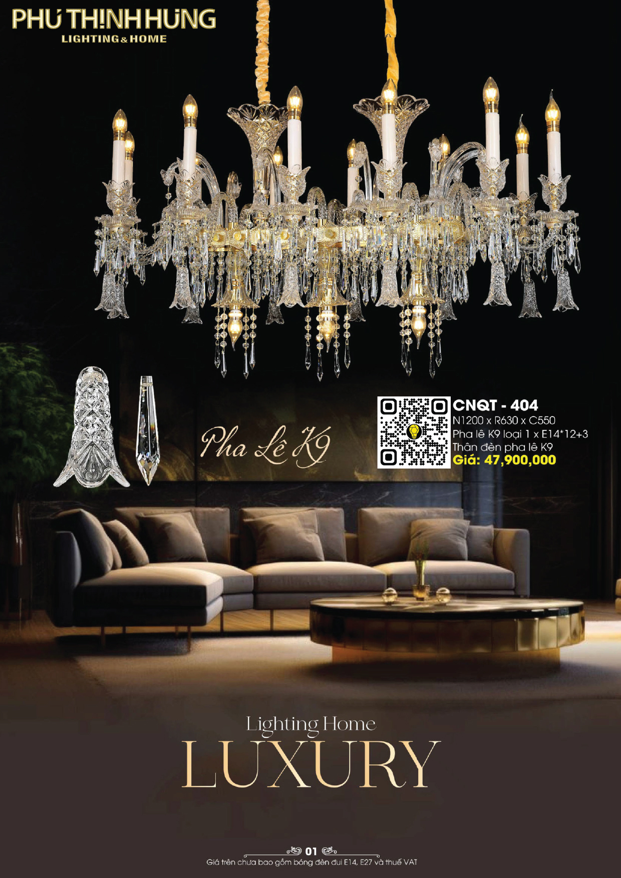 Đèn Chùm Pha Lê LightingHome CNQT-404