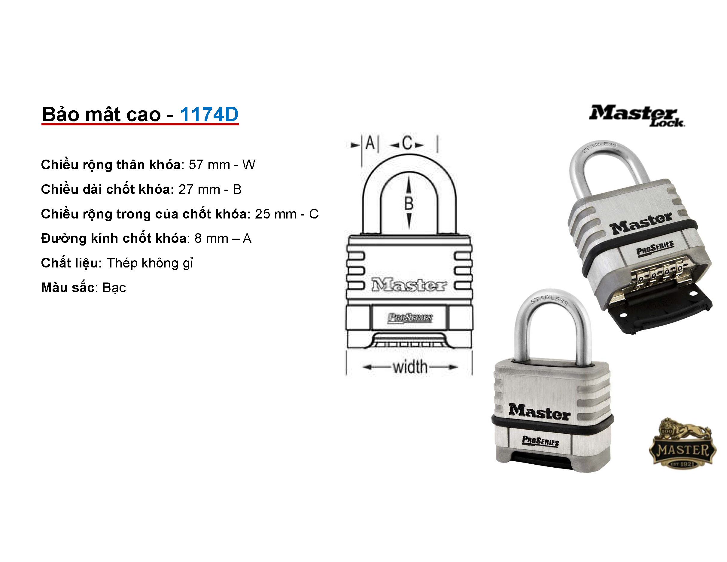 Khóa bấm mã số Masterlock 1174D Masterlock 1174D 1