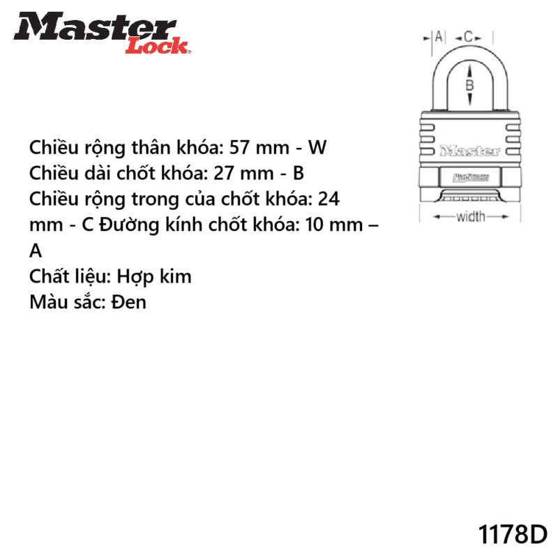 Khóa bấm mã số Masterlock 1178D Masterlock 1178D