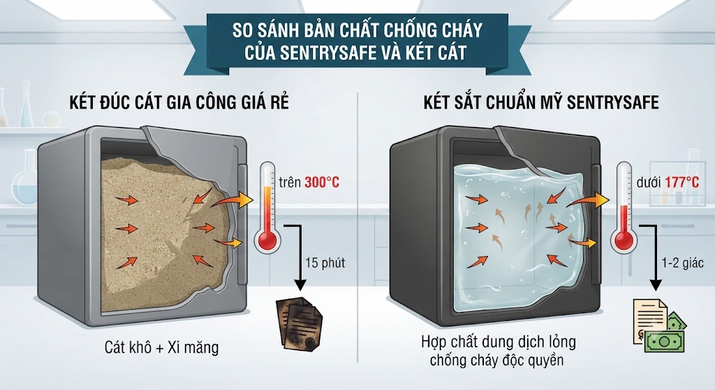 SentrySafe TPHCM Ban chat vat lieu dung dich chong chay thay the cat kho o SentrySafe TPHCM