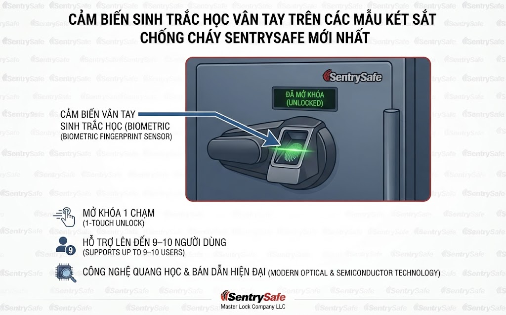 SentrySafe Hà Nội Cam bien sinh trac hoc van tay tren cac mau ket sat chong chay SentrySafe moi nhat