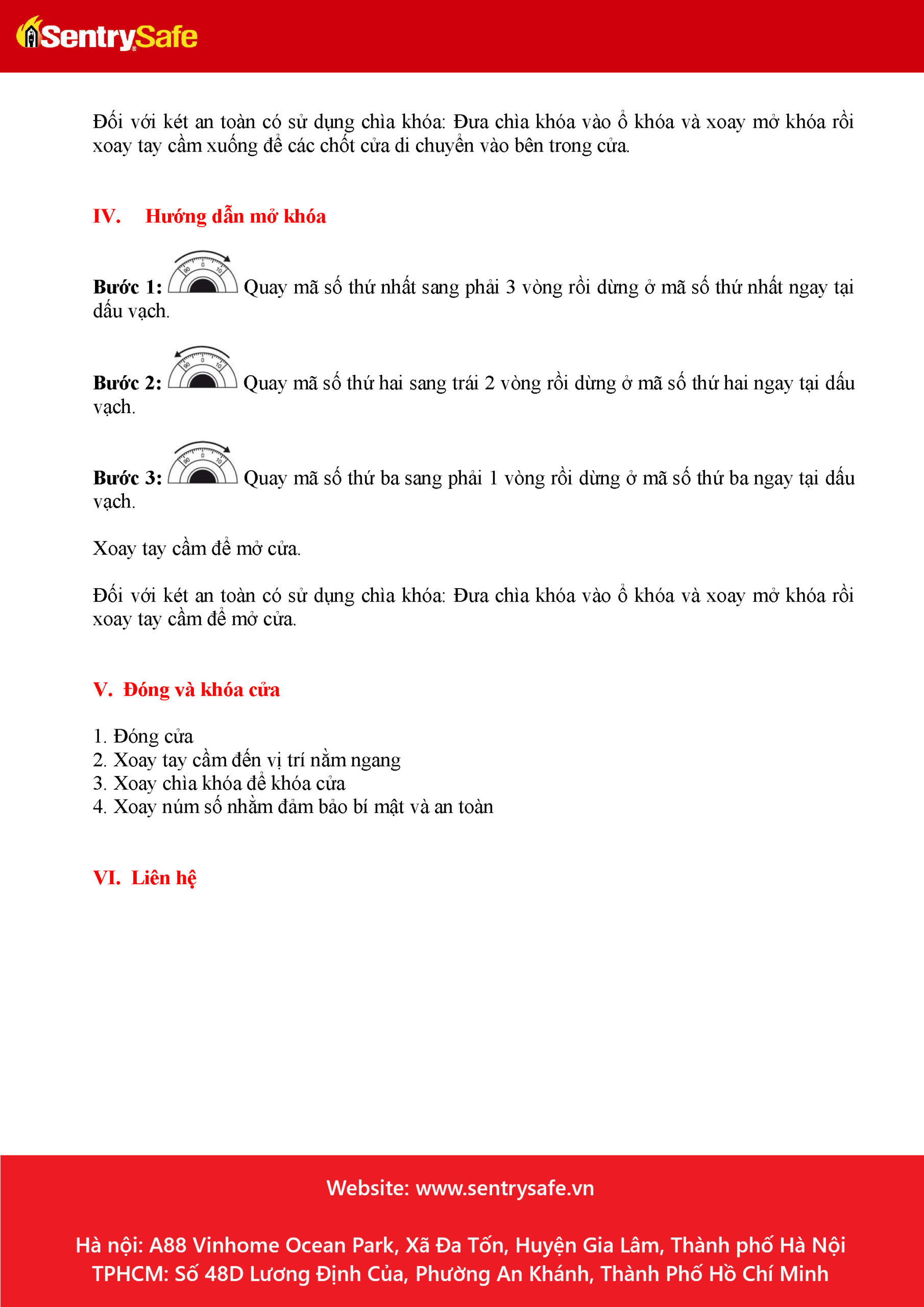 Hướng dẫn sử dụng két sắt SentrySafe MS0200 Huong dan su dung ket sat SentrySafe MS0200 Page 6 scaled