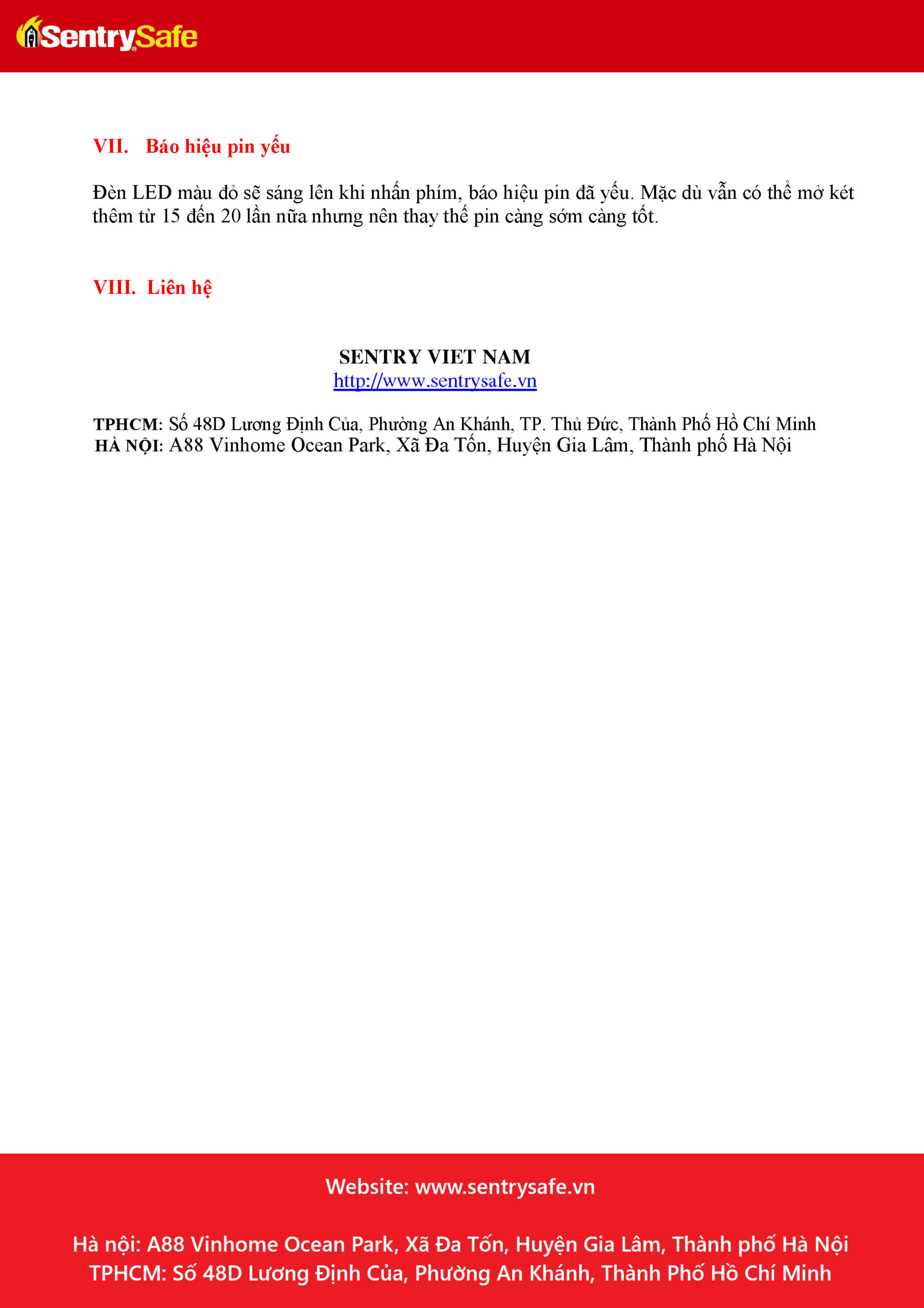 Hướng dẫn sử dụng két sắt SentrySafe X125 Huong dan su dung ket sat SentrySafe X125 Page 6 scaled