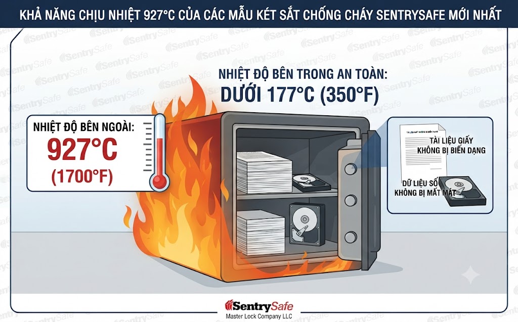SentrySafe Hà Nội Kha nang chiu nhiet 927°C cua cac mau ket sat chong chay SentrySafe moi nhat