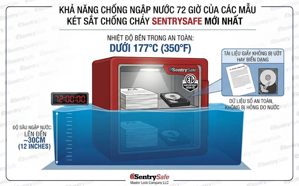 SentrySafe Hà Nội Kha nang chong ngap nuoc 72 gio cua cac mau ket sat chong chay SentrySafe moi nhat