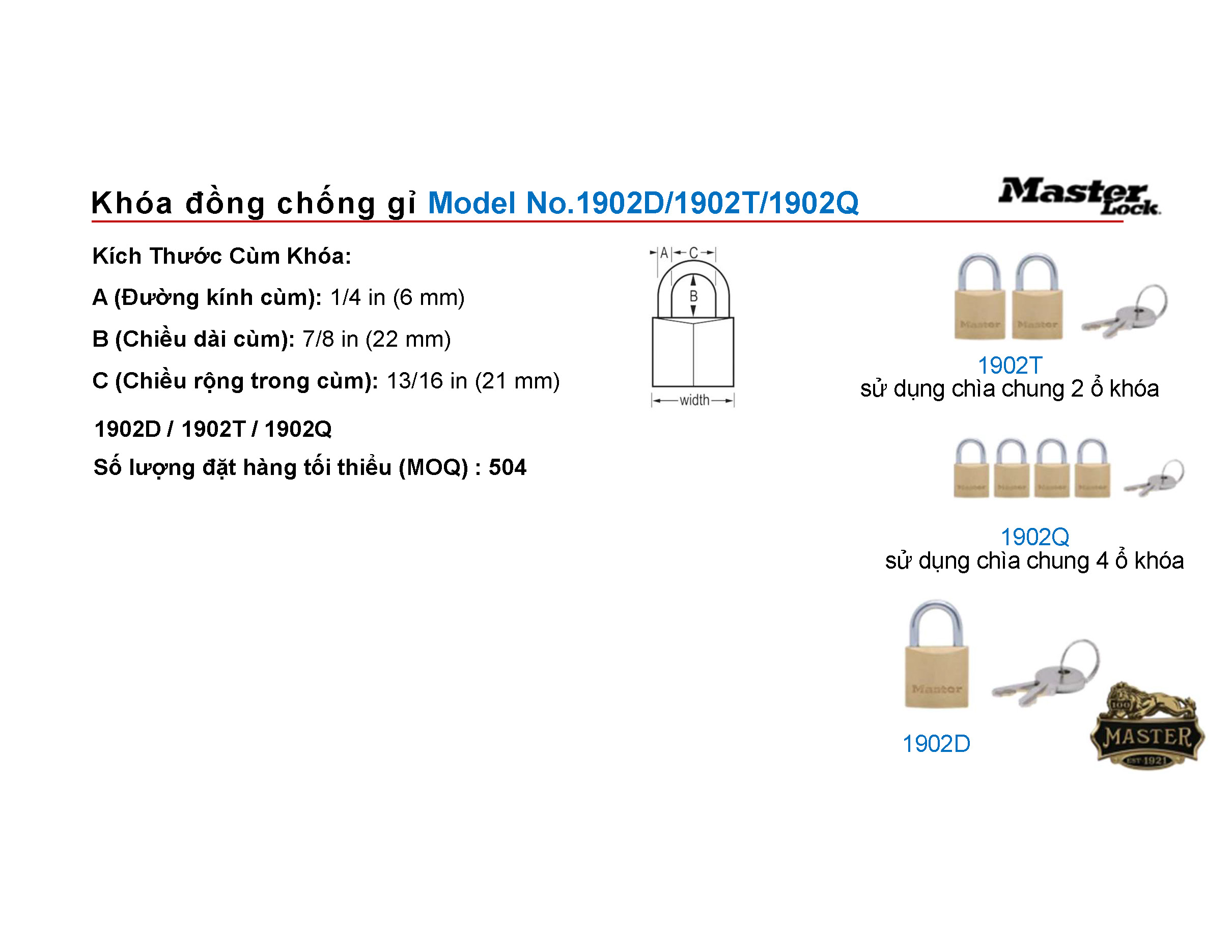 Khóa bấm Masterlock 1902D/1902T/1902Q Khoa bam Masterlock 1902D 1902T 1902Q