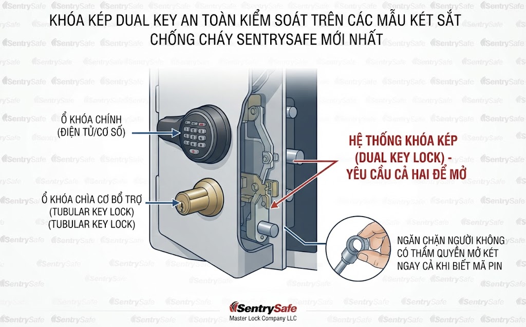 SentrySafe Hà Nội Khoa kep Dual Key an toan kiem soat tren cac mau ket sat chong chay SentrySafe moi nhat
