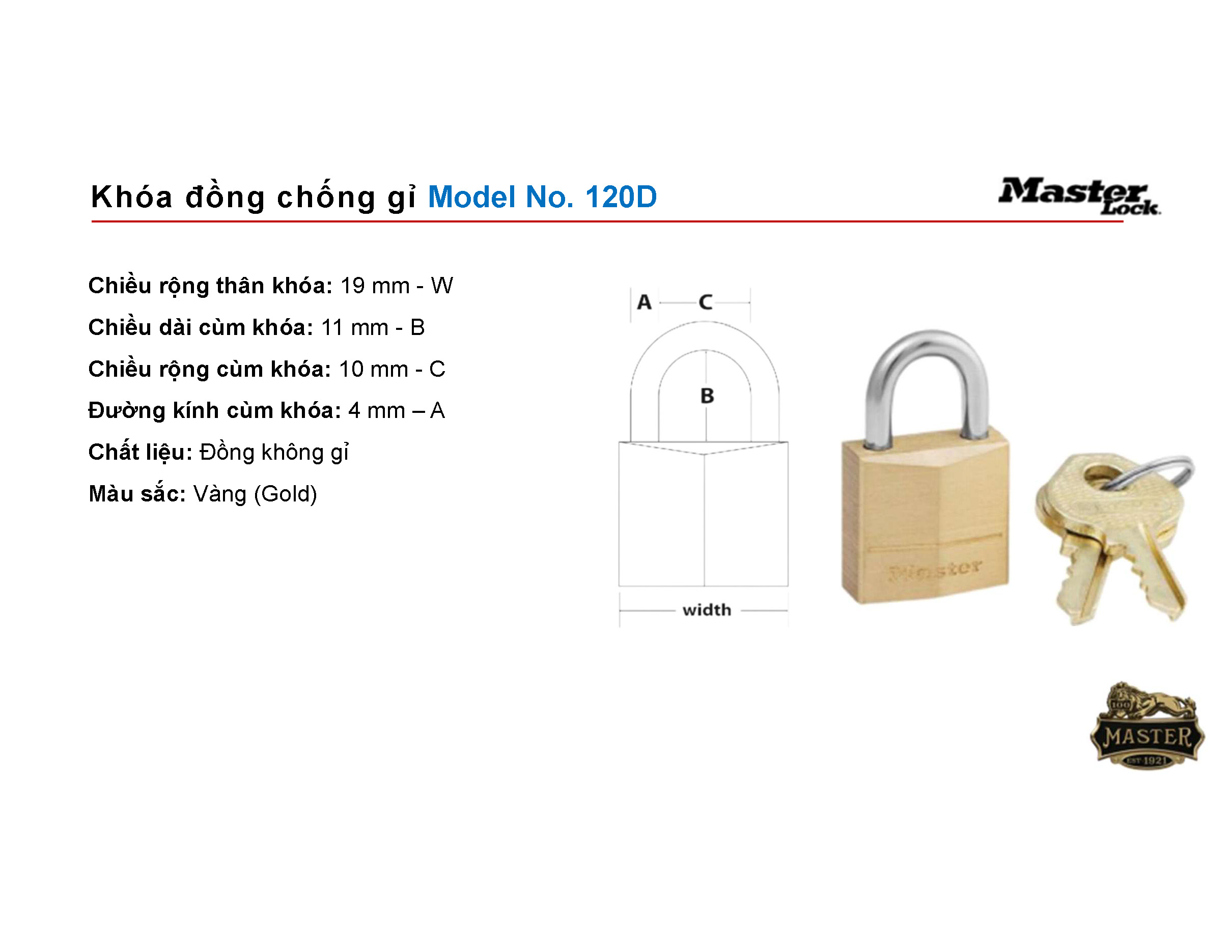 Khóa bấm Masterlock 120D Masterlock 120D 2