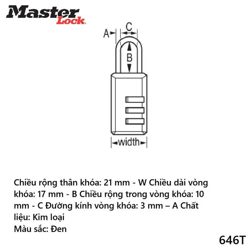 Khóa bấm mã số Masterlock 646T Masterlock 646T