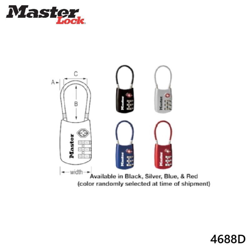 Khóa dây cáp mã số Masterlock 4688D Khóa dây cáp mã số Masterlock 4688D
